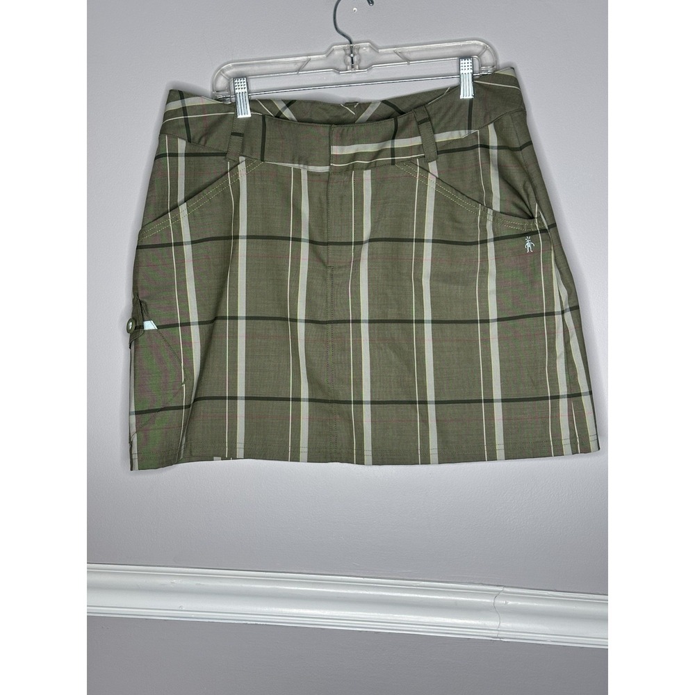 Smartwool Plaid Mini Skirt Merino Wool Blend Green Size 14 Sporty Golf